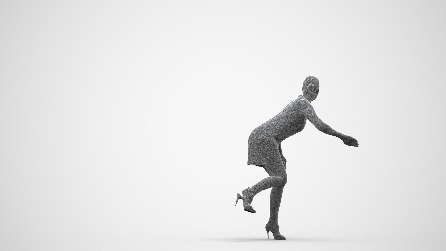 realistic 3D people woman business driving, render-ready for V-Ray and Corona, FBX OBJ, wireframe side view