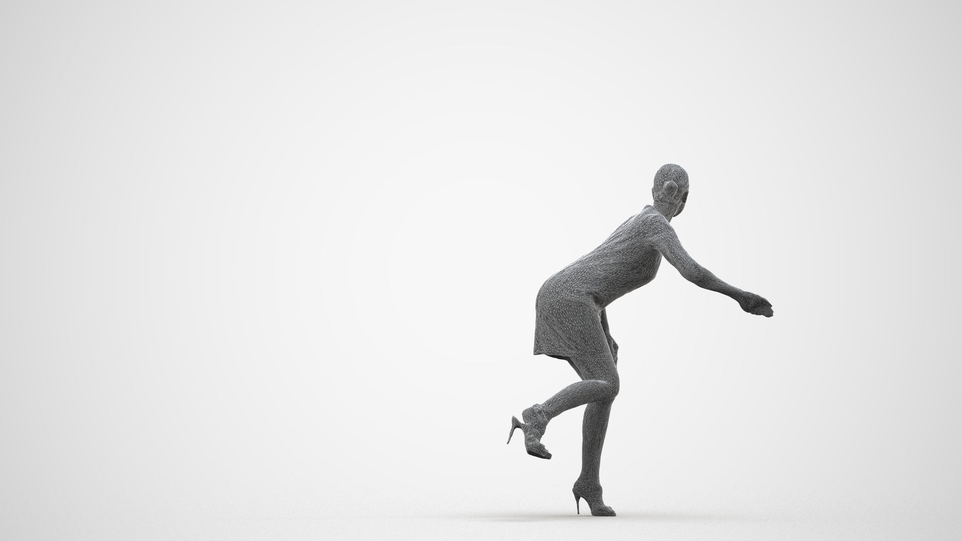 realistic 3D people woman business driving, render-ready for V-Ray and Corona, FBX OBJ, wireframe side view