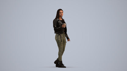 realistic 3D people woman casual walking, render-ready for V-Ray and Corona, FBX OBJ, standing pose render