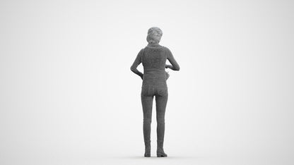 3D people model woman casual standing, scanned human for 3ds Max rendering, square thumbnail