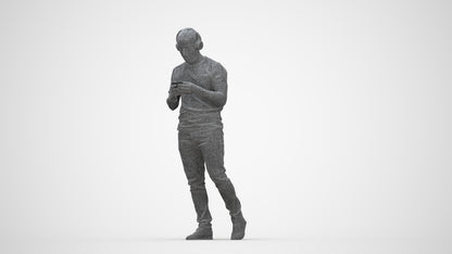 realistic 3D man casual standing, scanned archviz people for Blender and 3ds Max, wireframe back view