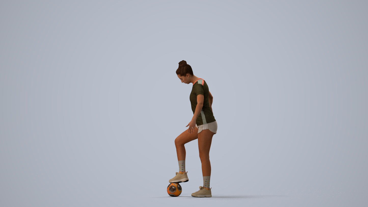 photogrammetry 3D woman sport, realistic human model archviz FBX, three-quarter view render