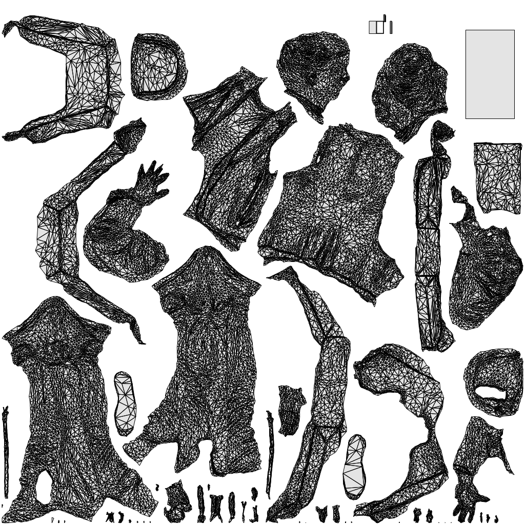 3D people model senior woman casual mix, scanned human for 3ds Max rendering, wireframe top-down view