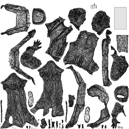 3D people model senior woman casual mix, scanned human for 3ds Max rendering, wireframe top-down view