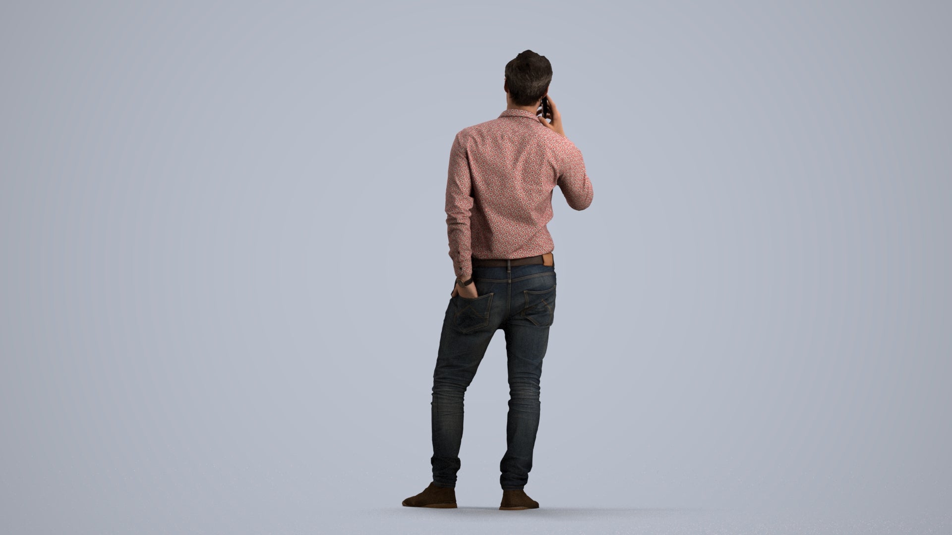 realistic 3D people man casual standing, render-ready for V-Ray and Corona, FBX OBJ, front view render