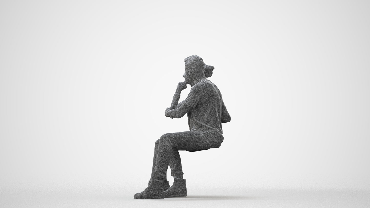 3D human model woman casual couple, photogrammetry scanned person for archviz, square thumbnail
