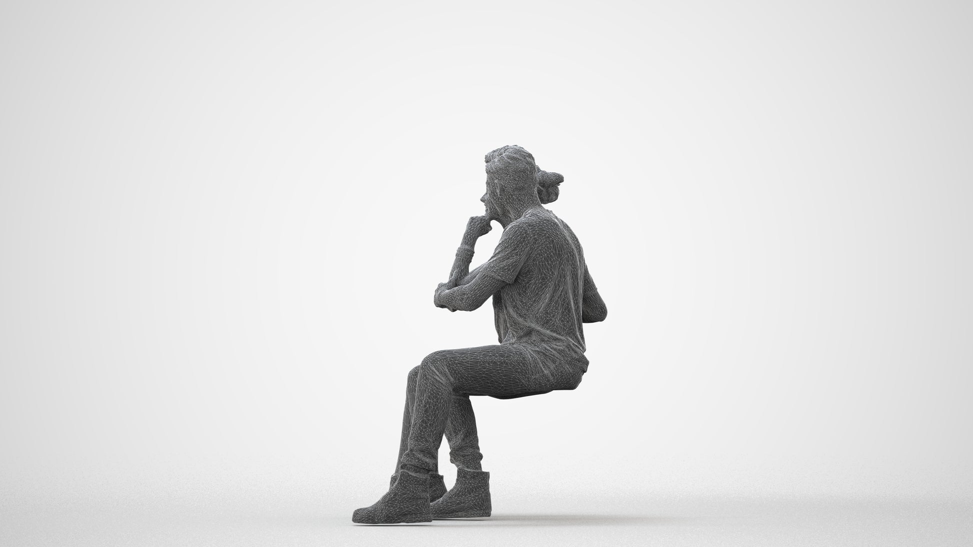 3D human model woman casual couple, photogrammetry scanned person for archviz, square thumbnail