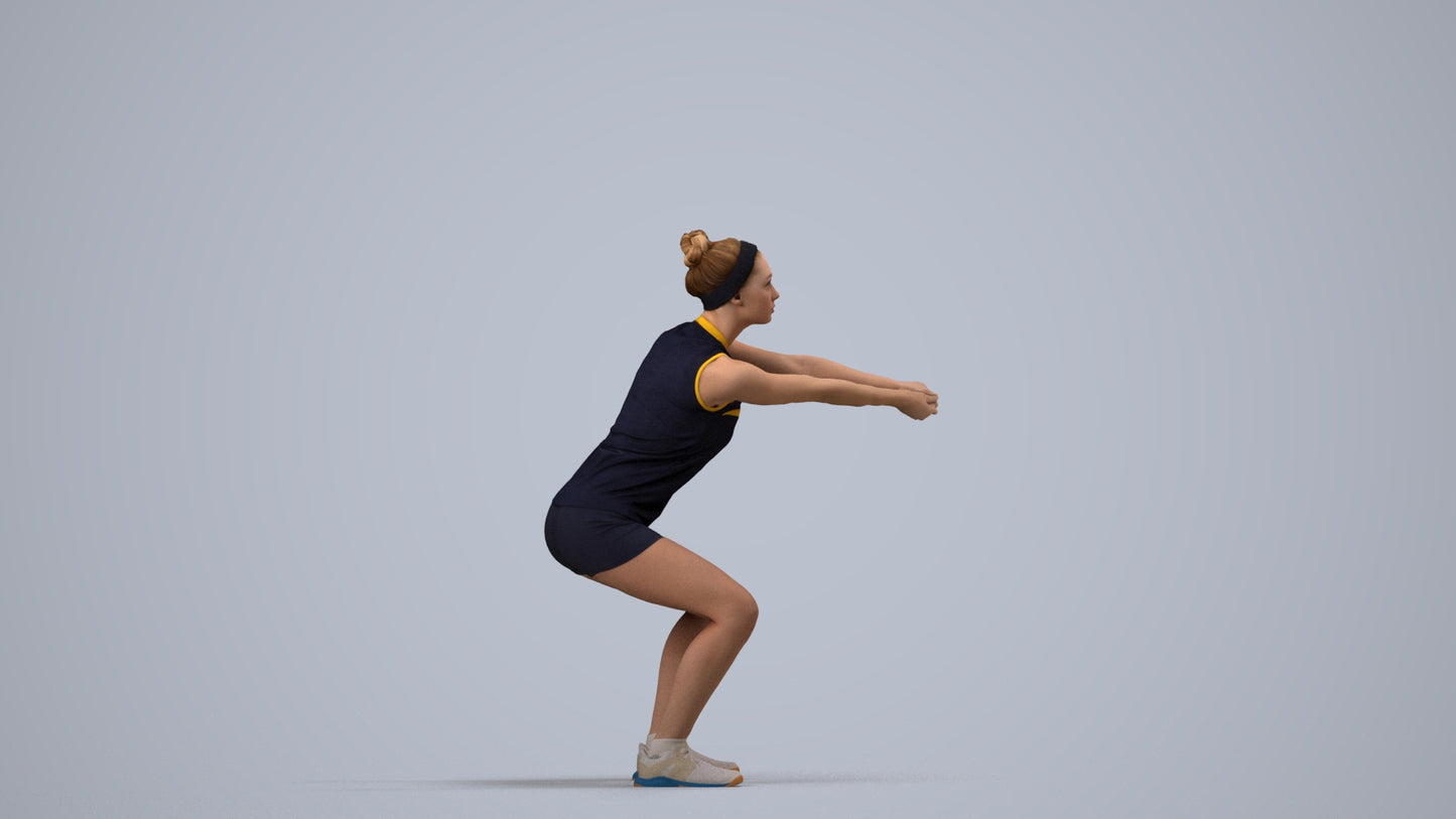 realistic 3D people girl sport, render-ready for V-Ray and Corona, FBX OBJ, side view render