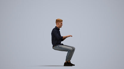 realistic 3D man casual business, scanned archviz people for Blender and 3ds Max, side view render
