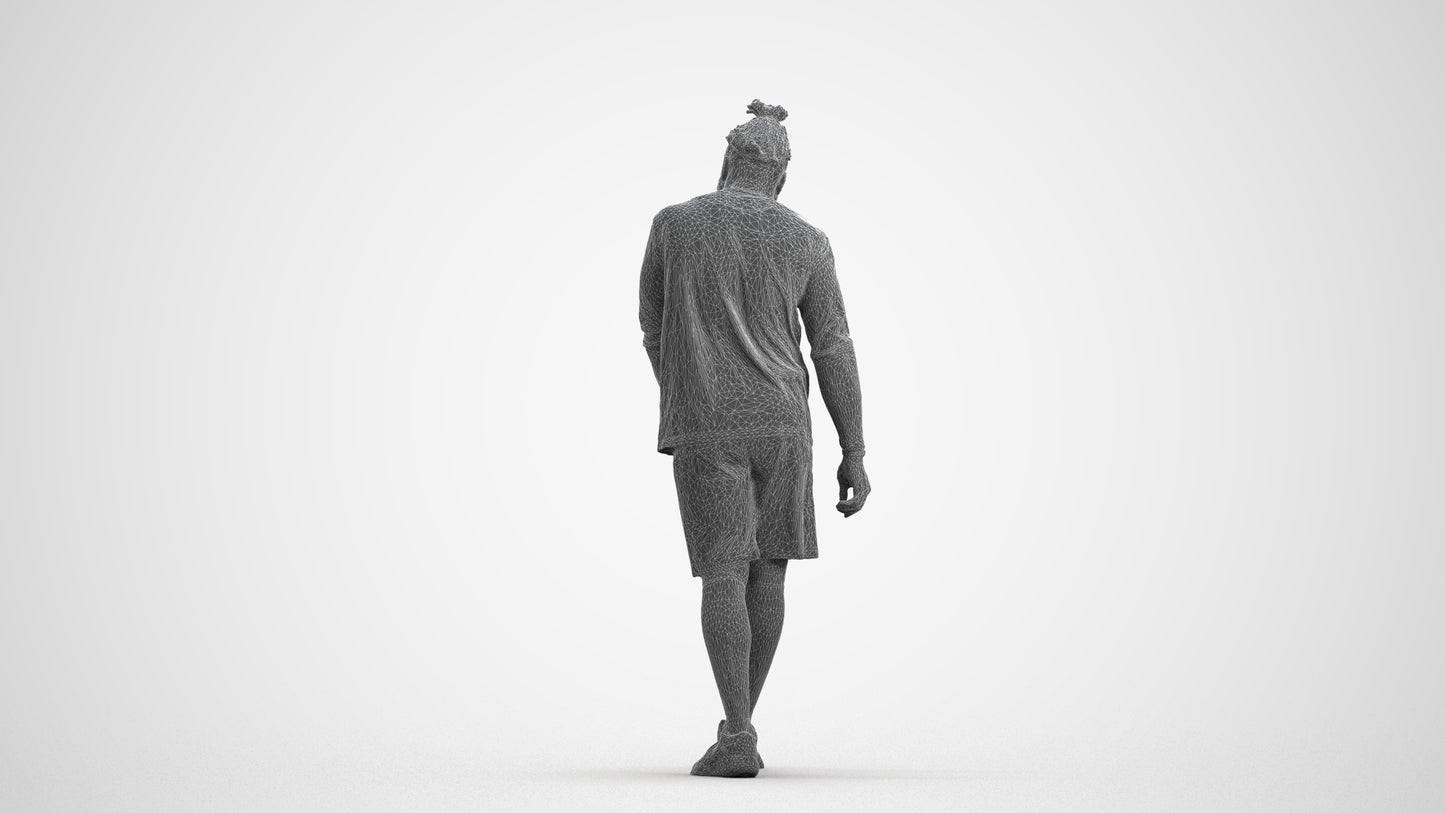 photogrammetry 3D man sport, realistic human model archviz FBX, wireframe front view