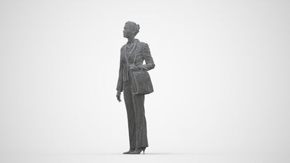 scanned 3D woman business mix, photogrammetry people for Enscape and V-Ray, wireframe back view
