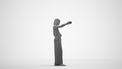 photogrammetry 3D girl casual kids, realistic human model archviz FBX, wireframe side view