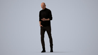 photogrammetry 3D man casual walking, realistic human model archviz FBX, three-quarter view render