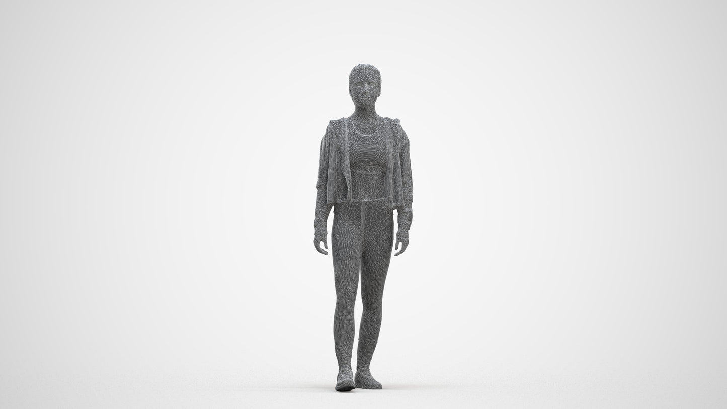 realistic 3D people woman sport, render-ready for V-Ray and Corona, FBX OBJ, three-quarter front view render