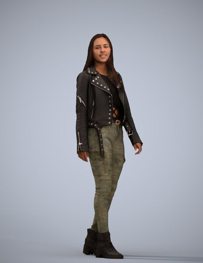 realistic 3D woman casual walking, scanned archviz people for Blender and 3ds Max