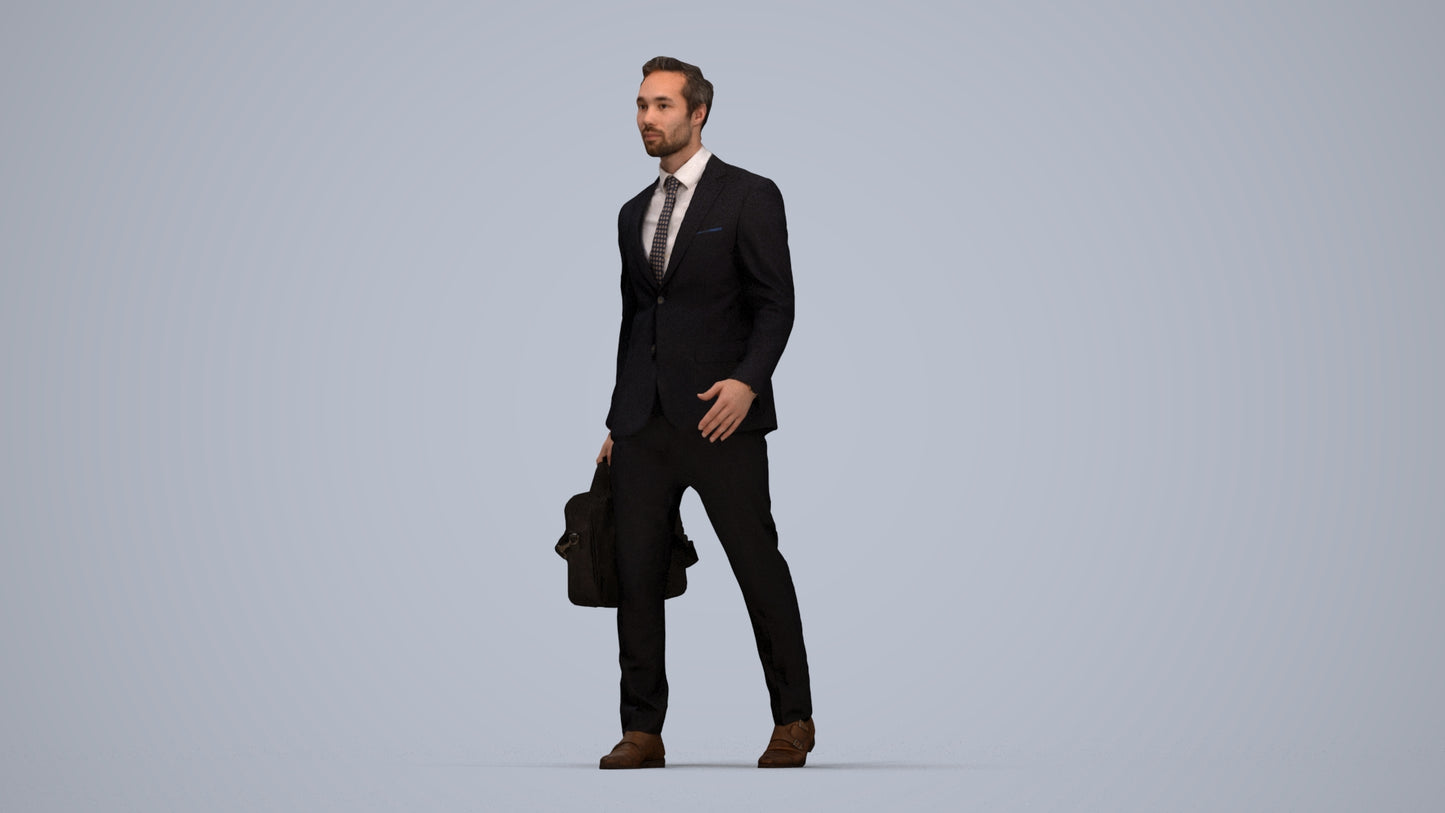 scanned 3D man formal business, photogrammetry people for Enscape and V-Ray, top-down view render
