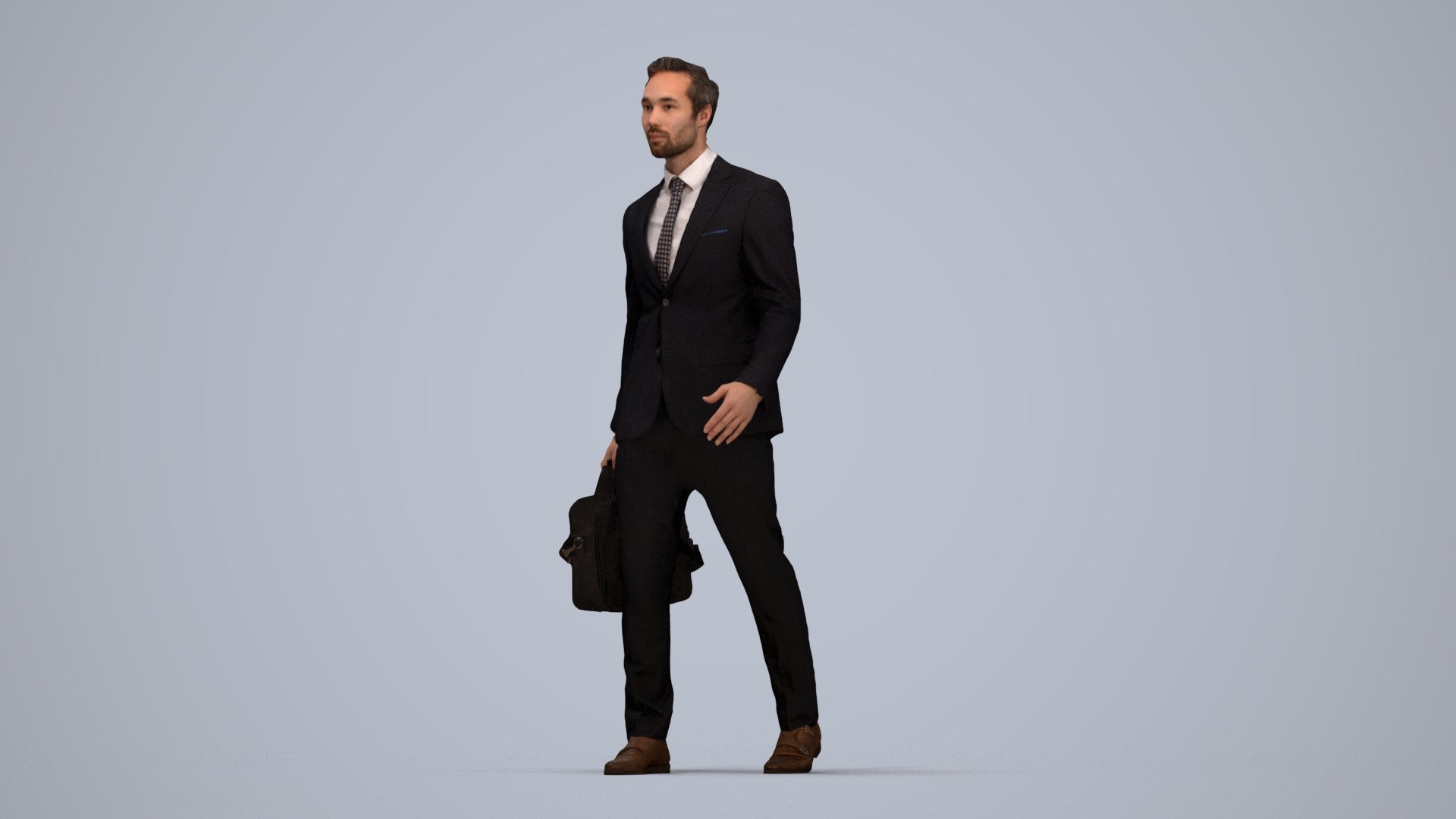 scanned 3D man formal business, photogrammetry people for Enscape and V-Ray, top-down view render