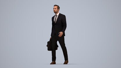 scanned 3D man formal business, photogrammetry people for Enscape and V-Ray, top-down view render