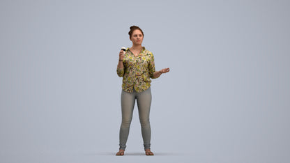photogrammetry 3D woman casual standing, realistic human model archviz FBX, standing pose render