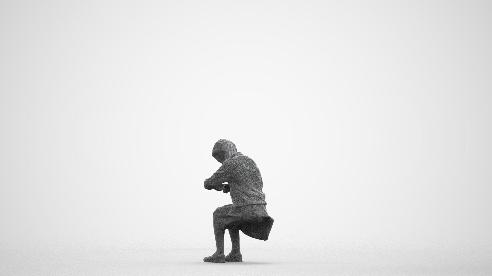 realistic 3D woman kids, scanned archviz people for Blender and 3ds Max, wireframe front view