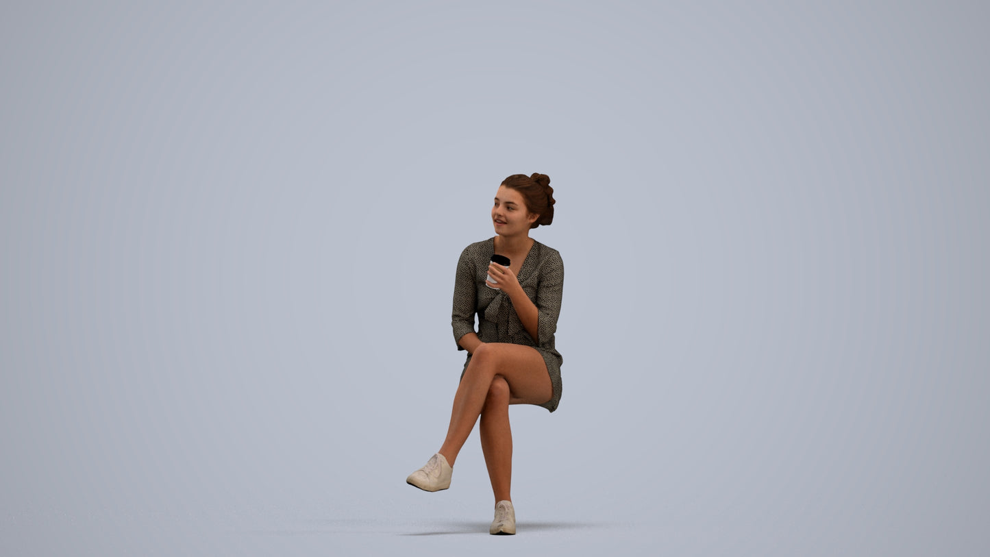 scanned 3D girl casual kids, photogrammetry people for Enscape and V-Ray, standing pose render