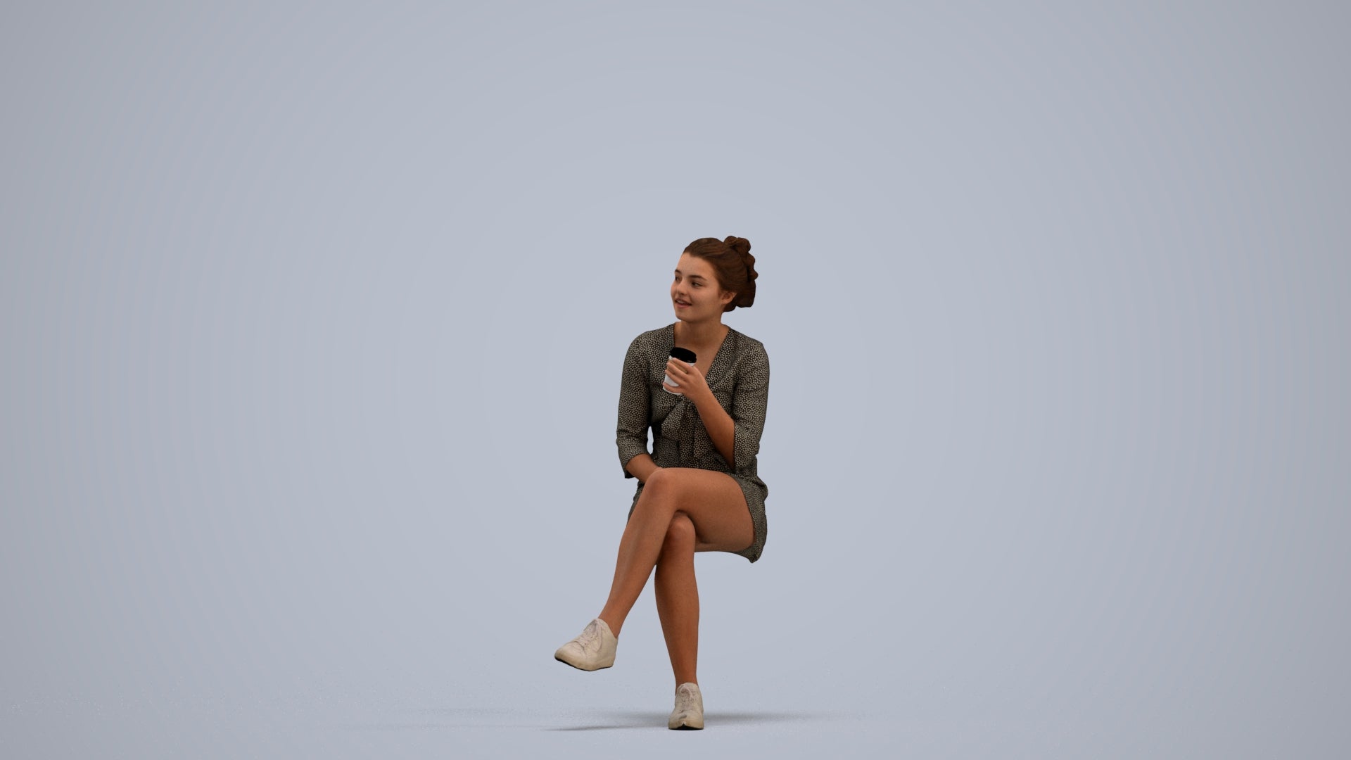 scanned 3D girl casual kids, photogrammetry people for Enscape and V-Ray, standing pose render