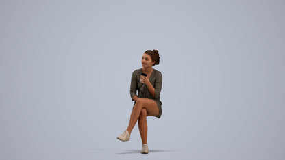 scanned 3D girl casual kids, photogrammetry people for Enscape and V-Ray, standing pose render