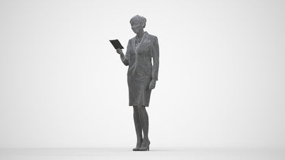 3D people model woman hospitality, scanned human for 3ds Max rendering, wireframe back view