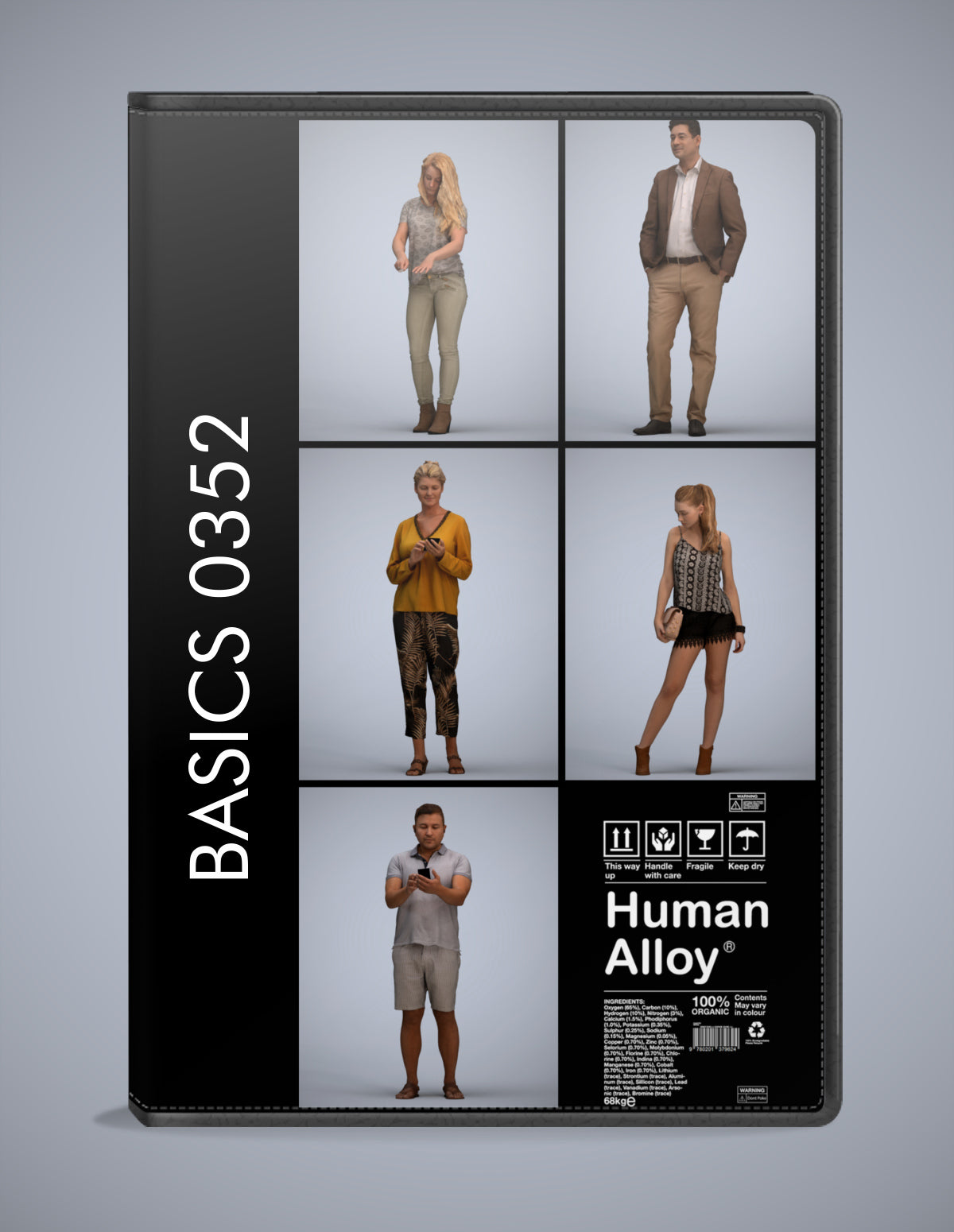 photogrammetry 3D people standing collection, 5 realistic human models archviz FBX
