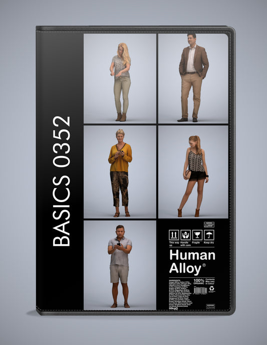 photogrammetry 3D people standing collection, 5 realistic human models archviz FBX
