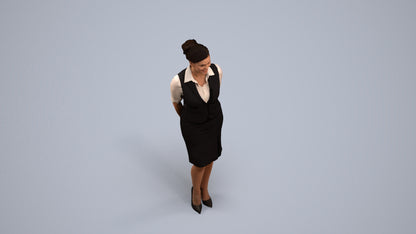 realistic 3D people woman hospitality, render-ready for V-Ray and Corona, FBX OBJ, back view render
