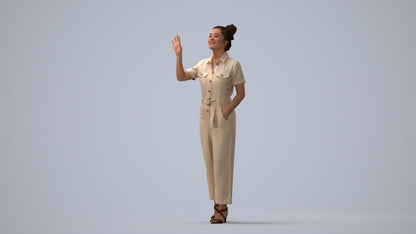 photogrammetry 3D woman business standing, realistic human model archviz FBX, three-quarter view render