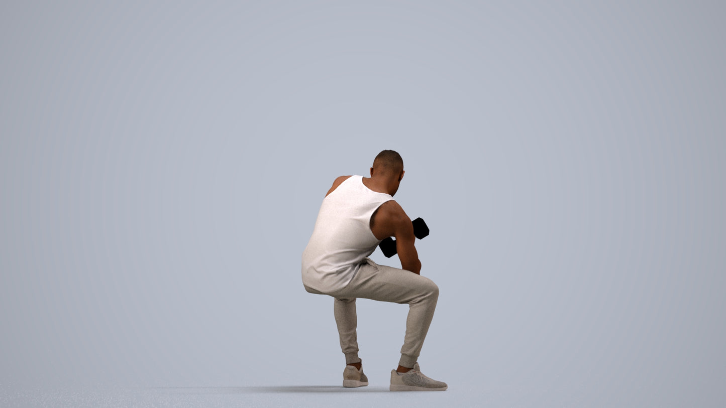 realistic 3D human man casual sport, archviz people FBX OBJ for Blender, side view render