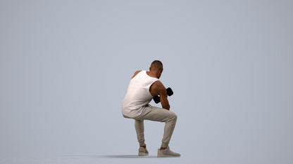 realistic 3D human man casual sport, archviz people FBX OBJ for Blender, side view render