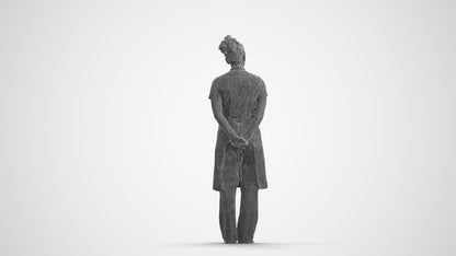 realistic 3D human woman hospitality, archviz people FBX OBJ for Blender, wireframe front view