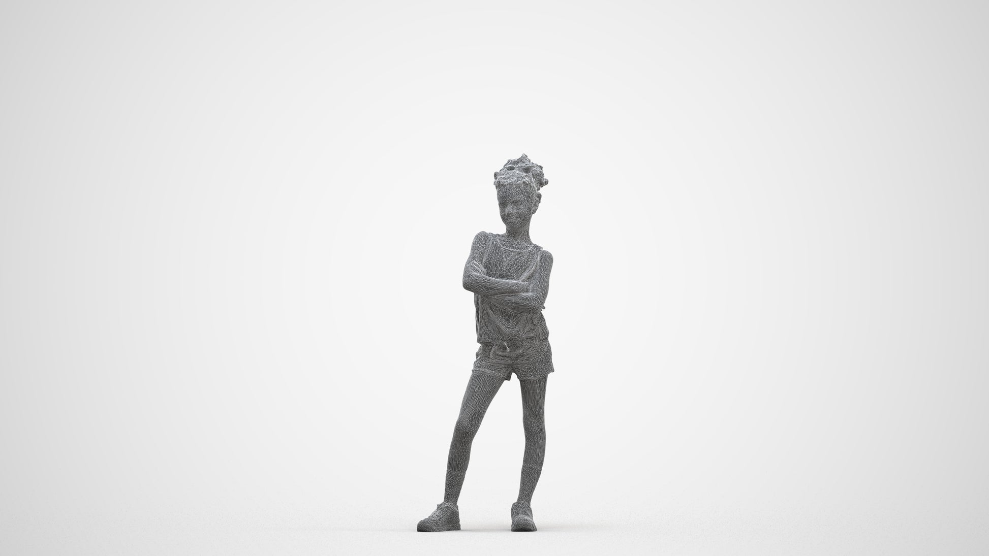 scanned 3D girl sport kids, photogrammetry people for Enscape and V-Ray, three-quarter front view render