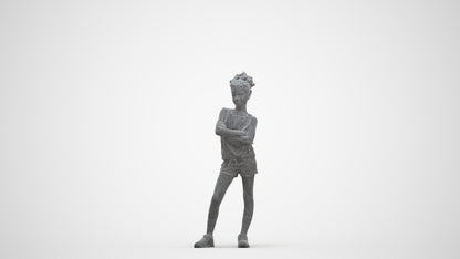 scanned 3D girl sport kids, photogrammetry people for Enscape and V-Ray, three-quarter front view render
