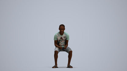 3D human model boy casual kids, photogrammetry scanned person for archviz, standing pose render