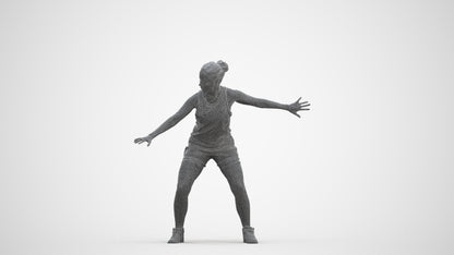 photogrammetry 3D woman sport, realistic human model archviz FBX, three-quarter front view render