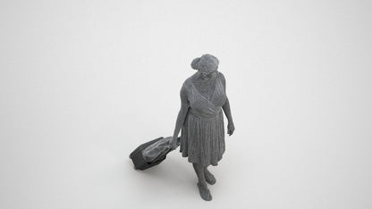 photogrammetry 3D woman casual walking, realistic human model archviz FBX, wireframe three-quarter view