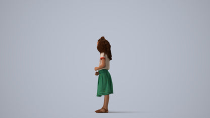 realistic 3D girl casual kids, scanned archviz people for Blender and 3ds Max, three-quarter view render