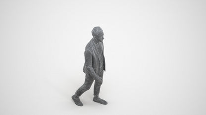 3D scanned man walking business, photorealistic archviz people for Enscape and SketchUp, wireframe three-quarter view