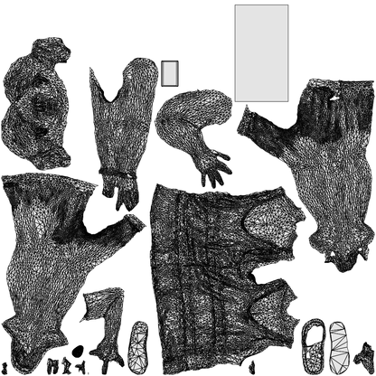 3D people model woman pool, scanned human for 3ds Max rendering, wireframe top-down view