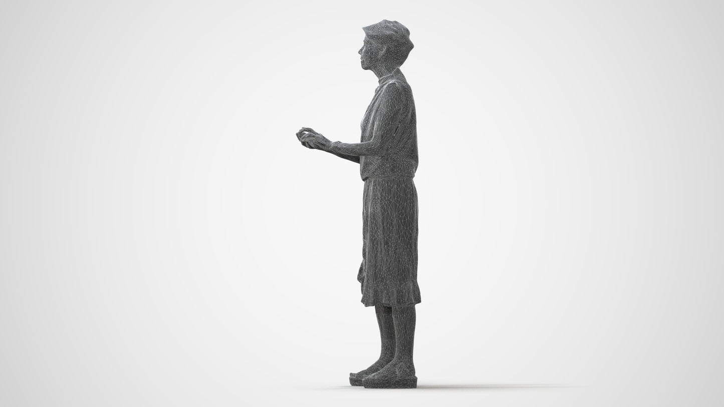 realistic 3D human woman casual standing, archviz people FBX OBJ for Blender, square thumbnail