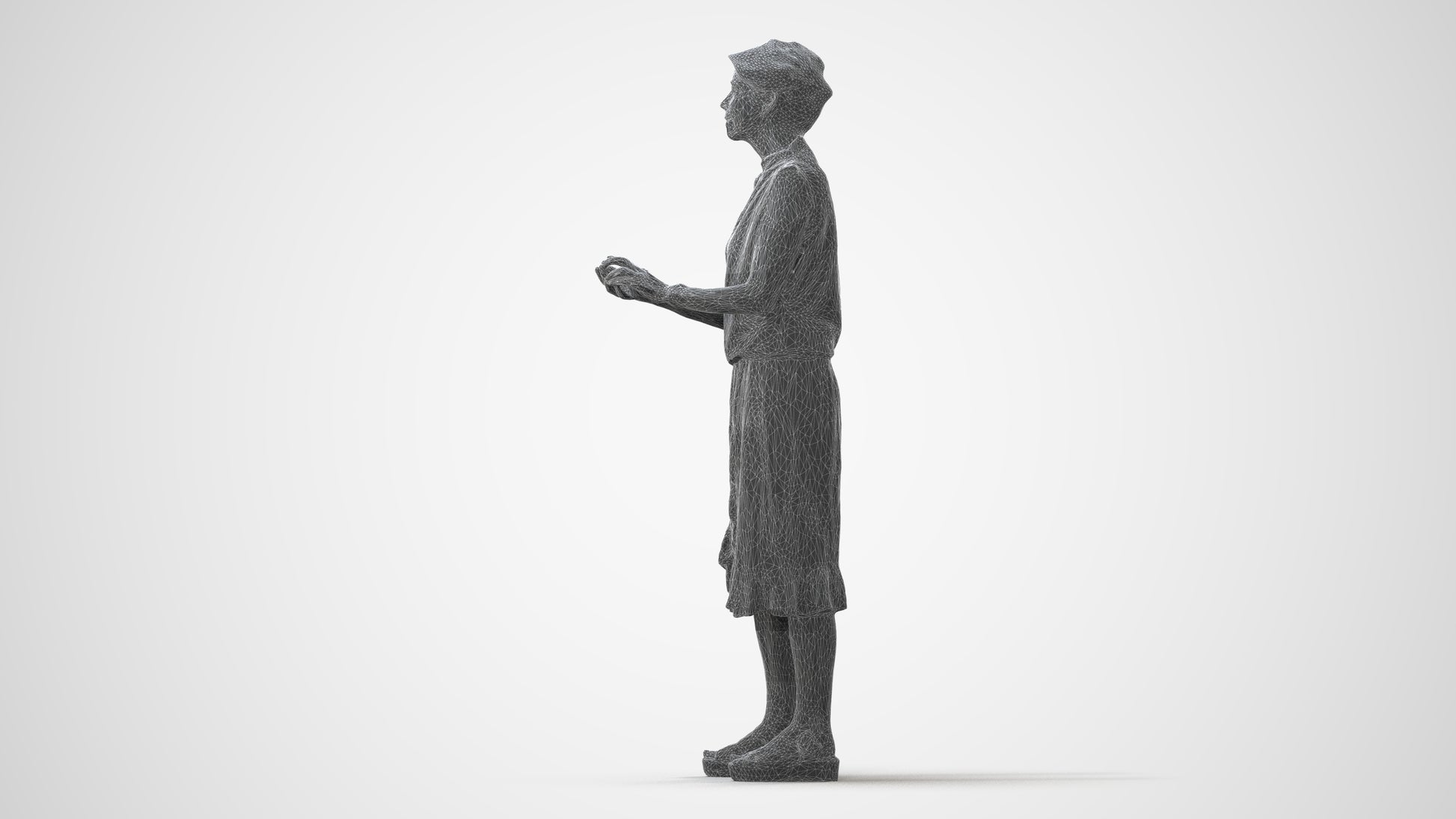 realistic 3D human woman casual standing, archviz people FBX OBJ for Blender, square thumbnail