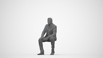3D human model man business, photogrammetry scanned person for archviz, wireframe back view
