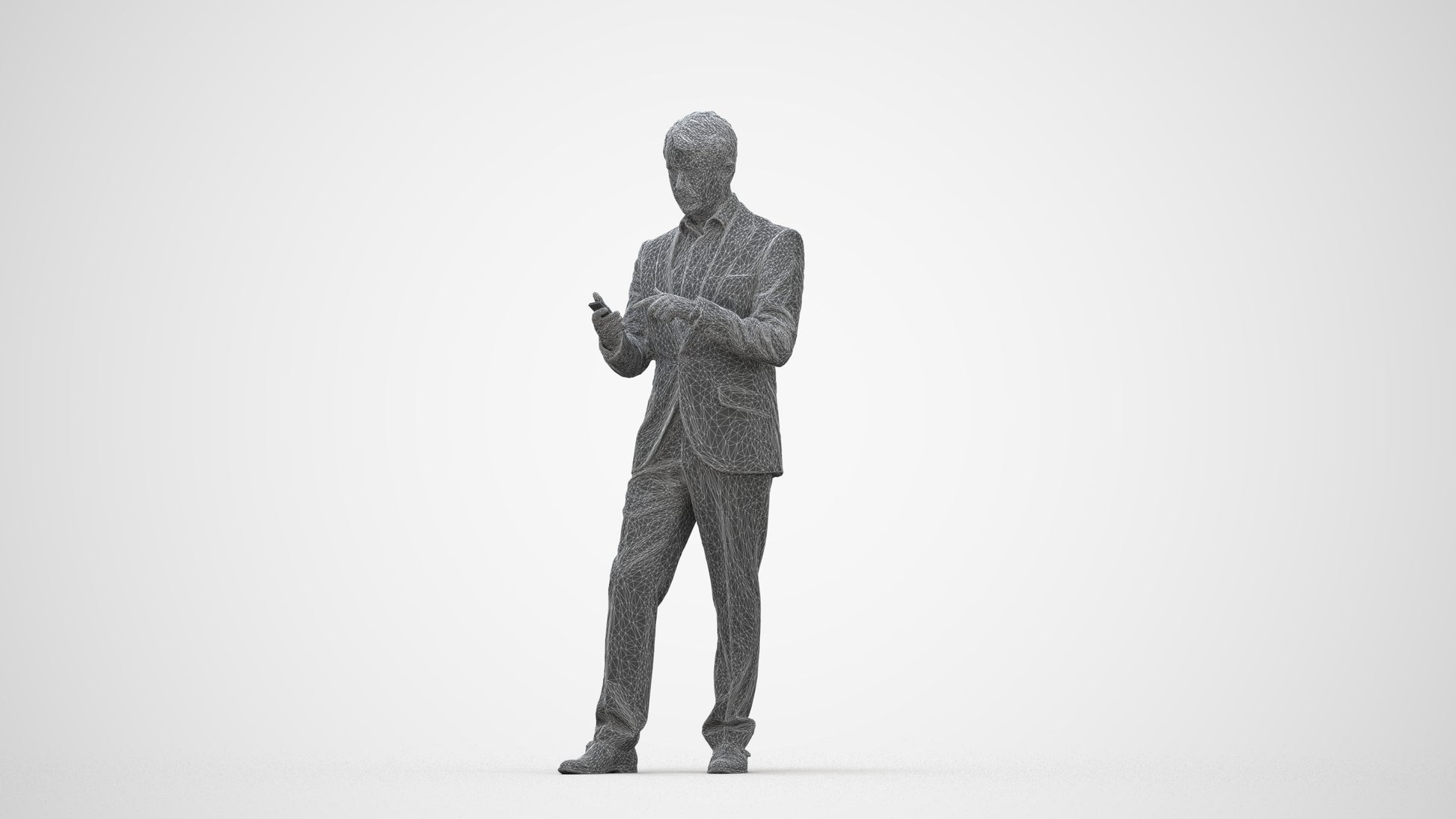 realistic 3D people man business, render-ready for V-Ray and Corona, FBX OBJ, wireframe back view