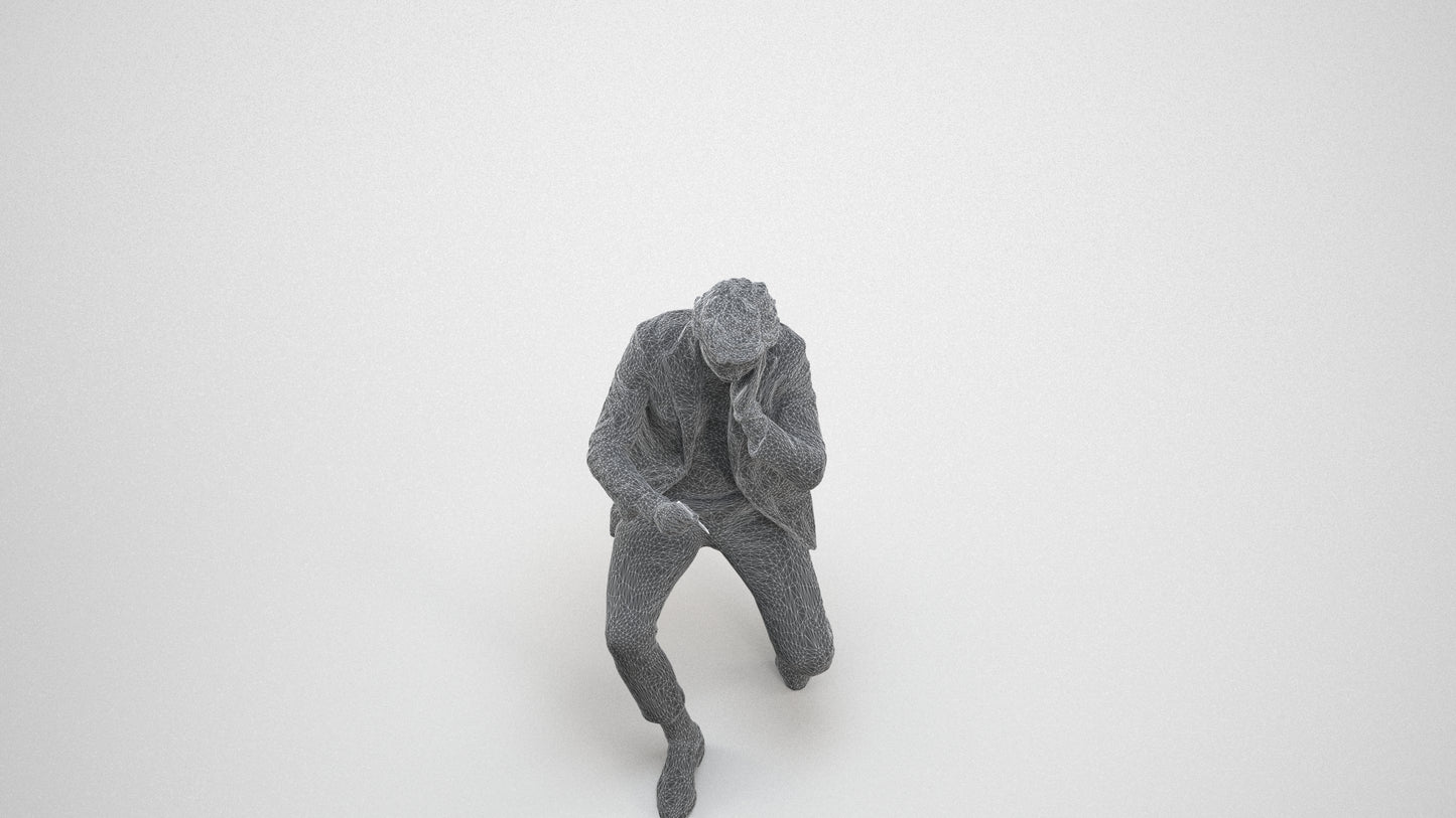 realistic 3D people man business, render-ready for V-Ray and Corona, FBX OBJ, wireframe three-quarter view
