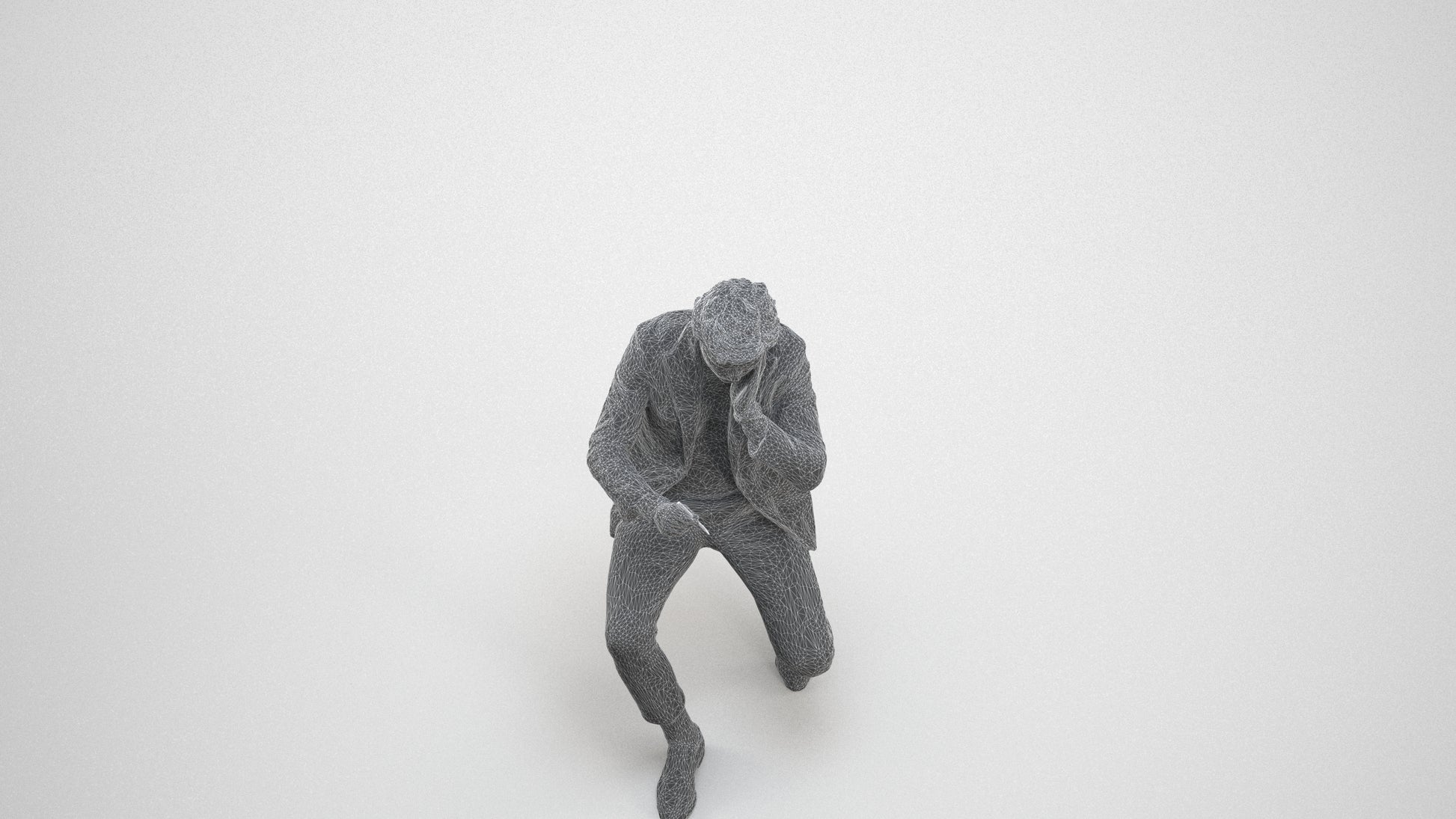 realistic 3D people man business, render-ready for V-Ray and Corona, FBX OBJ, wireframe three-quarter view