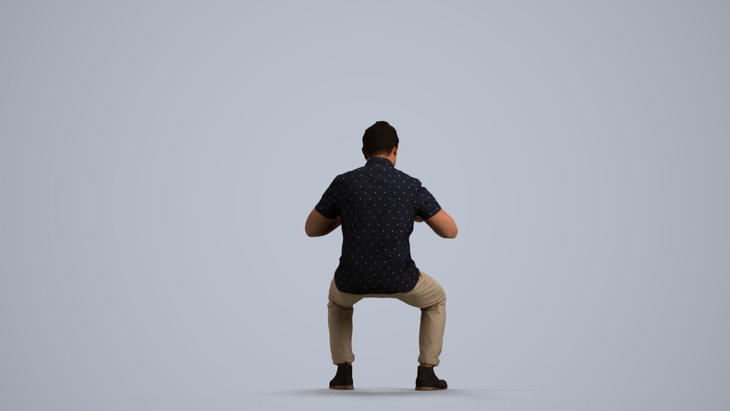scanned 3D man casual business, photogrammetry people for Enscape and V-Ray, front view render